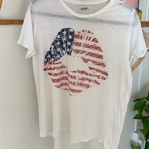 Lauren Moshi patriotic lips American flag t-shirt